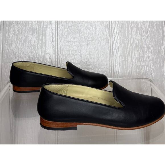 NISOLO Black Leather Round Toe Smoking Shoe Loafer US 7.5 - Picture 3 of 9